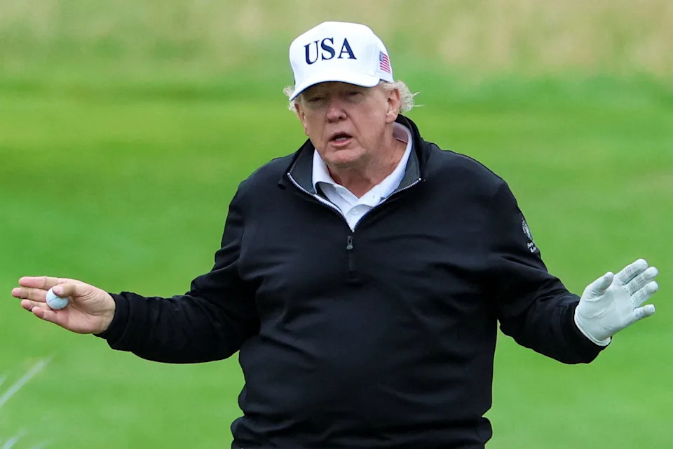 Trump played golf at his own Turnberry course on Saturday and again on Sunday. / Phil Noble / REUTERS