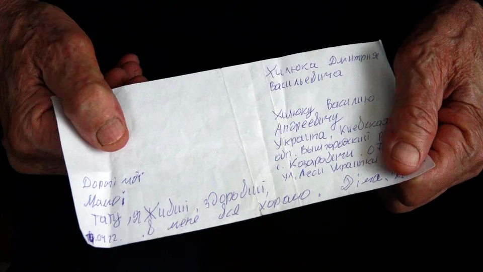 This note is the only letter Halyna and Vasyl Khyliuk received from their son Dmytro since his detention more than two years ago. - Ivana Kottasova/CNN