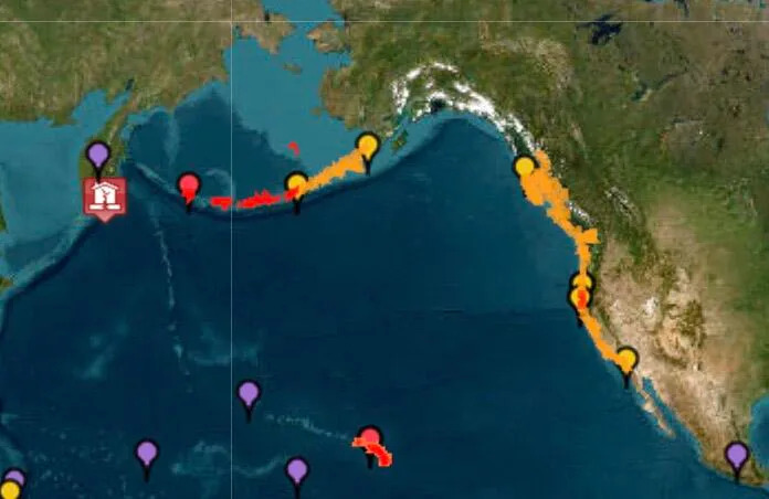 A tsunami watch was upgraded to a tsunami advisory for the West Coast on Tuesday evening.
