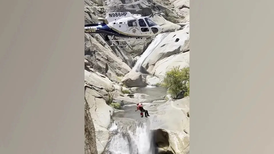 California man rescued by helicopter after spending two days trapped behind waterfall