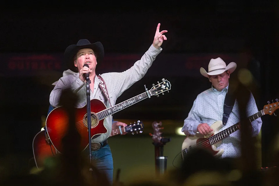 Country music artist Clay Walker performs at the Dixie National Rodeo in Jackson, Miss., Wednesday, Feb. 12, 2025.
