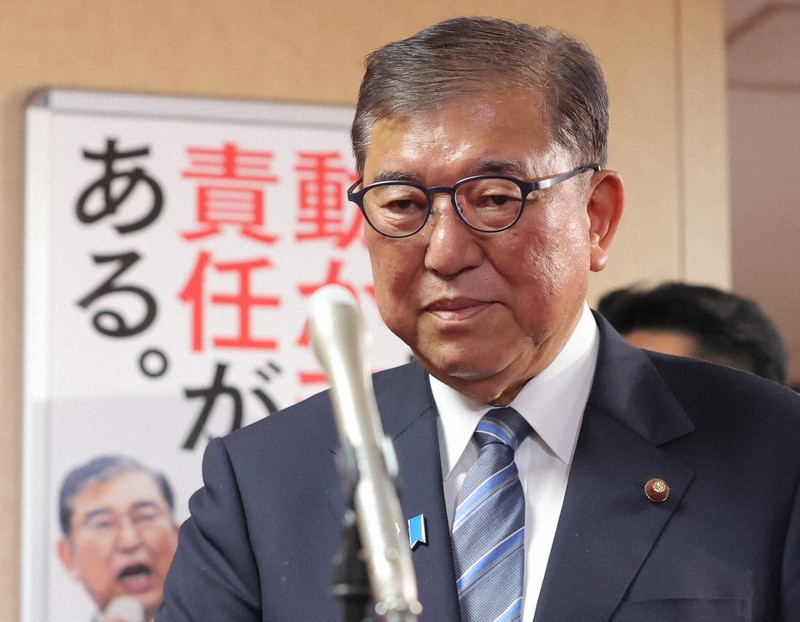 取材に応じる石破茂首相＝東京都千代田区の自民党本部で2025年7月23日午後3時27分、後藤由耶撮影