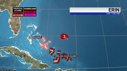 Category 3 Hurricane Erin threatening North Carolina coast