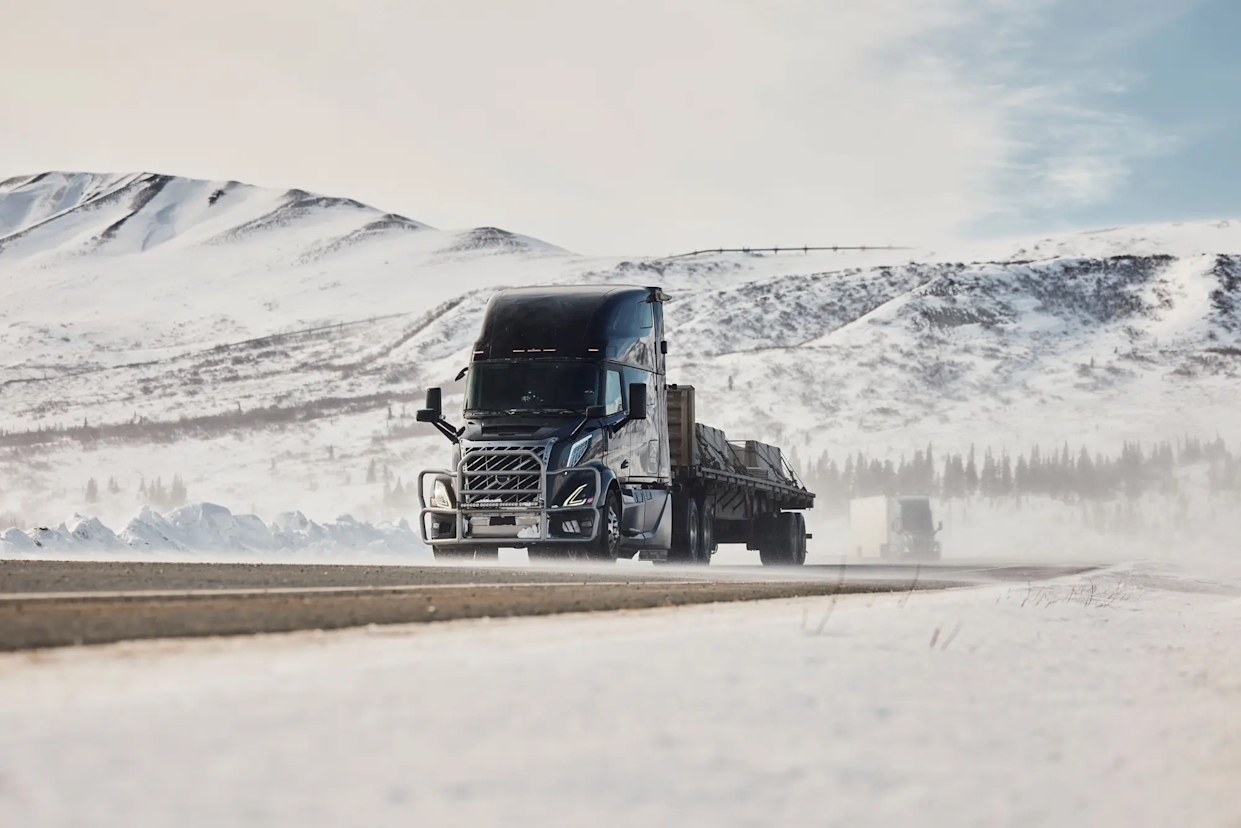 Volvo truck testing in Alaska Arctic conditions