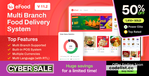 eFood v11.4 - Food Delivery App with Laravel Admin Panel + Delivery Man App - nulled
