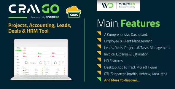 CRMGo SaaS - Projects, Accounting, Leads, Deals & HRM Tool v6.9