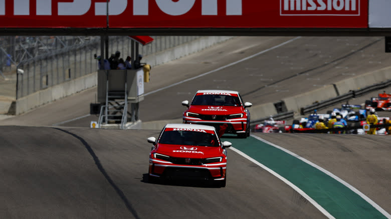 Honda pace cars at the Indy racing circuit
