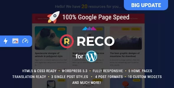 Reco - Minimal Lightweight AMP Theme for Freebies v5.0.0