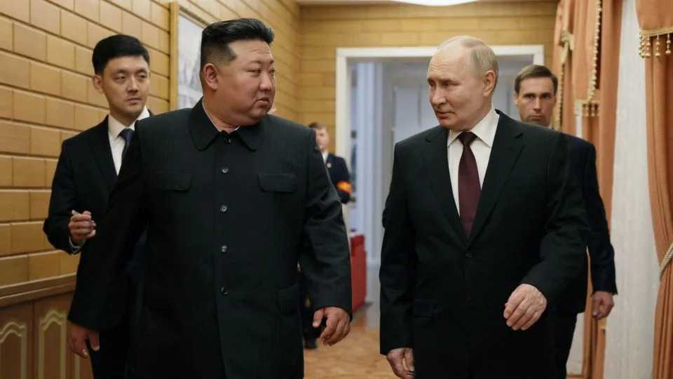 North Korean leader Kim Jong Un and Russian President Vladimir Putin during a visit to Pyongyang, North Korea, on June 19, 2024. - Gavriil Grigorov/Pool/AFP/Getty Images/File
