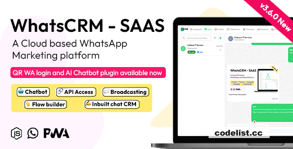 WhatsCRM v5.0.0 - Chatbot, Flow Builder, API Access, WhatsApp CRM SAAS System