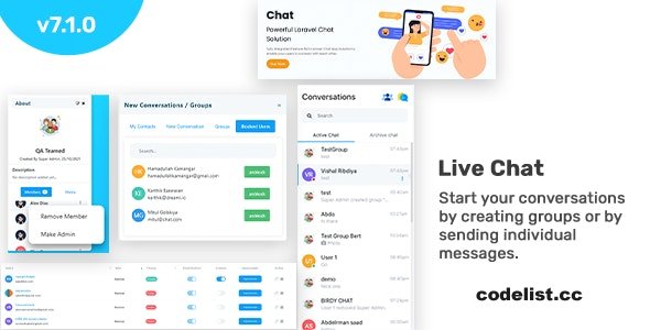 InfyChat v7.1.0 - Laravel Chat App (Private + Group Chat) - Real time Chat