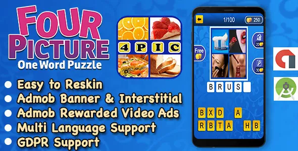 4 Pic 1 Word + Best Kids Trivia Quiz + Ready For Publish + Android Studio + Multi Language v1.5