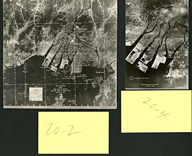 Hiroshima before and after in 1945 as surveyed by U.S. military reconnaissance / Credit: Museum of World War II