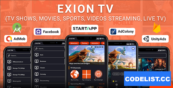 Exion TV v2.0 - Watch Live TV with Movies (Live Streaming, IPTV, Shows, Series)