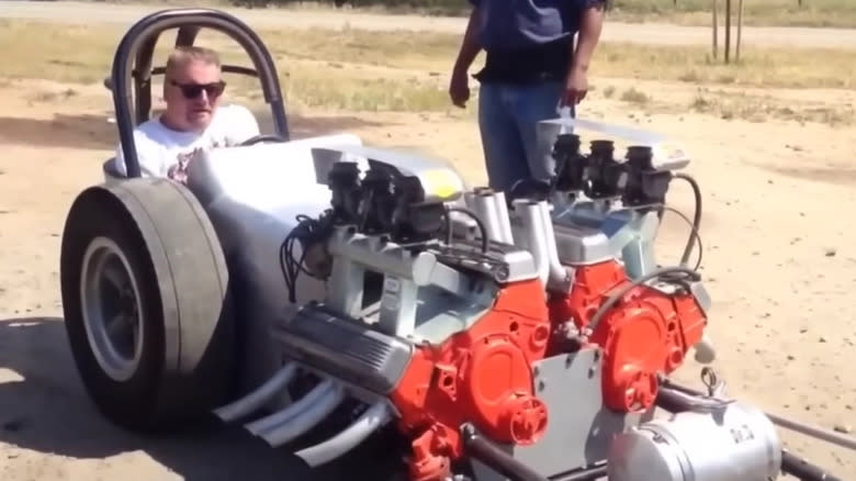 Rocky Phillips' Evil Twin dragster featuring two side-by-side small-block Chevy V8s