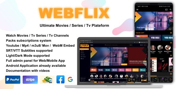 WebFlix v1.4 - Movies - TV Series - Live TV Channels - Subscription