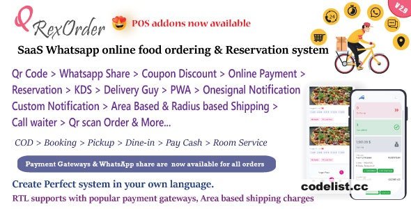 QrexOrder v3.1.3 - SaaS Restaurants / QR Menu / WhatsApp Online ordering / Reservation system - nulled