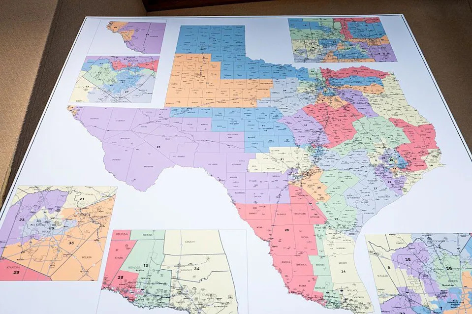 A map showing the new districts in Texas
