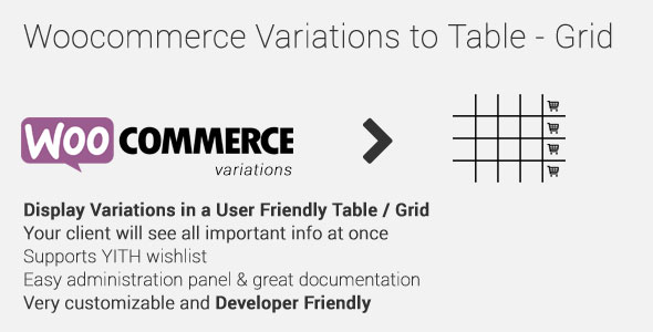 Woocommerce Variations to Table - Grid v1.4.1