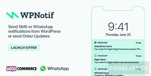 WPNotif v2.5.1 - WordPress SMS & WhatsApp Notifications