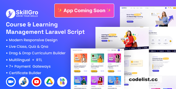 SkillGro v2.1.0 - Course & Learning Management System Laravel Script (LMS) - nulled