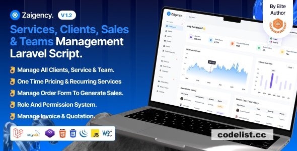 Zaigency v1.2 - Services, Clients, Sales & Teams Management Laravel Script - nulled