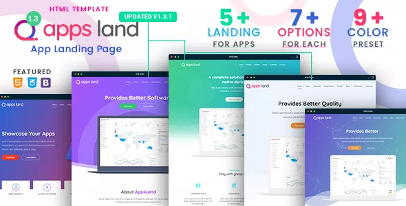 AppsLand - App Landing Page HTML Template v1.3.1