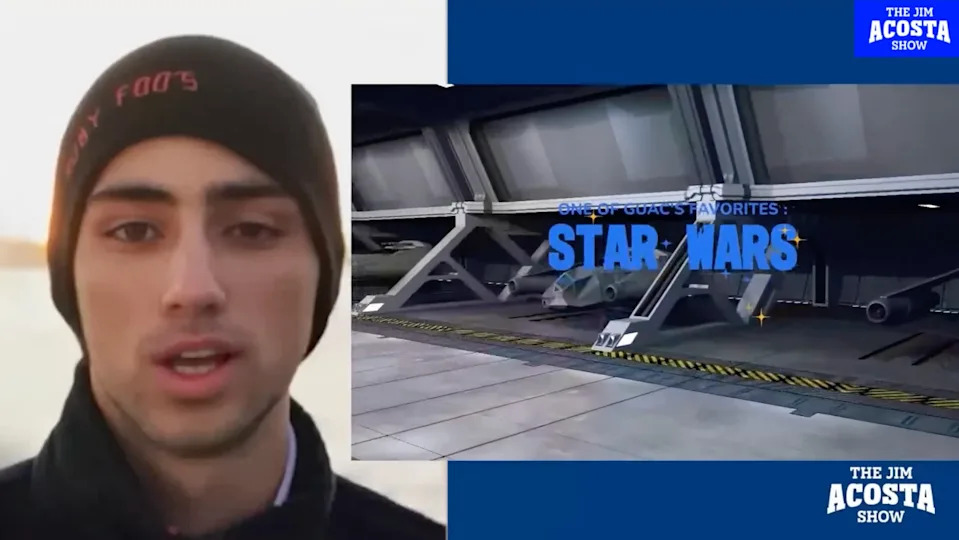 Along with the AI image of Joaquin himself, the AI model seemed to generate images based on whatever Acosta and AI Guac were talking about (e.g. Star Wars). / The Jim Acosta Show (Substack)