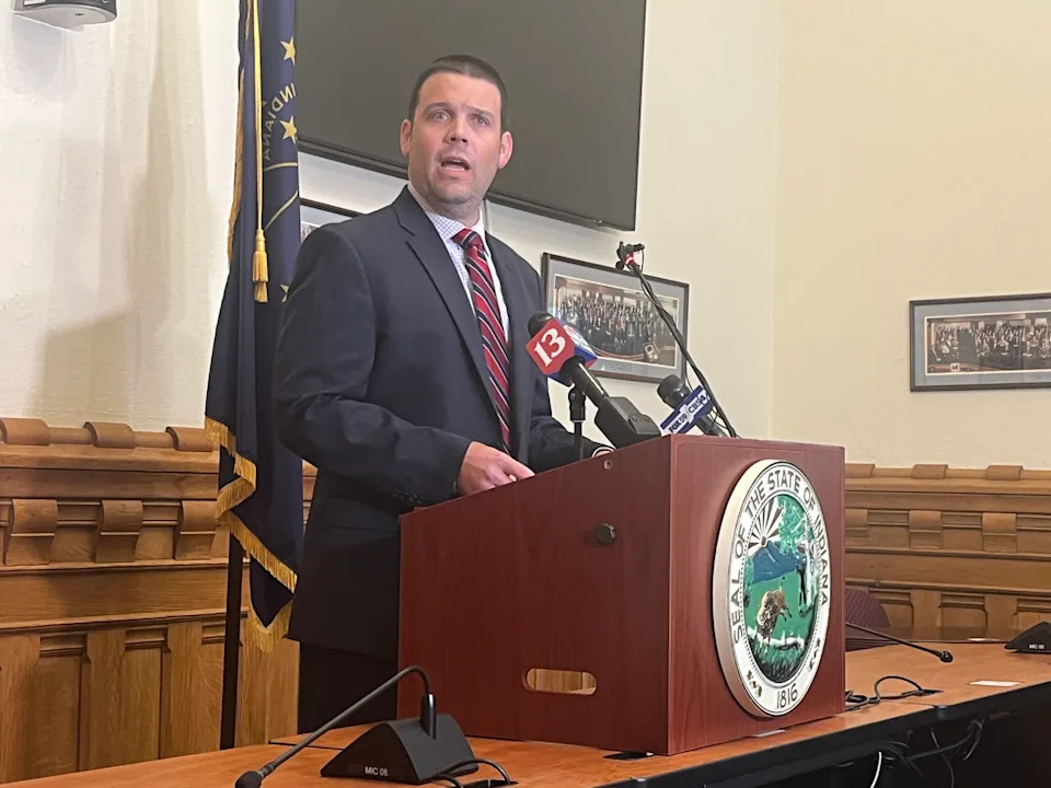  State Budget Director Chad Ranney details the state’s fiscal closeout on July 15, 2025. (Whitney Downard/Indiana Capital Chronicle)