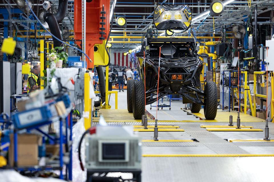 polaris rzr pro r factory on assembly line in minnesota