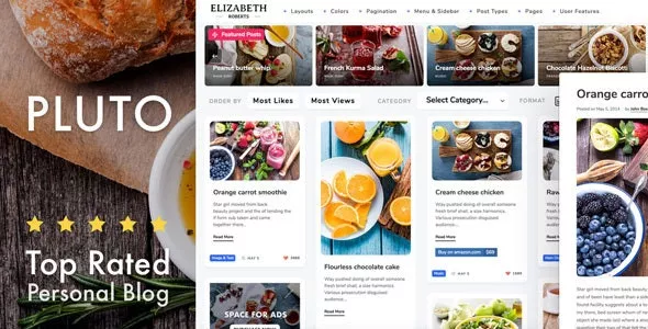 Pluto - Personal Masonry Blog Theme for WordPress v4.4.0