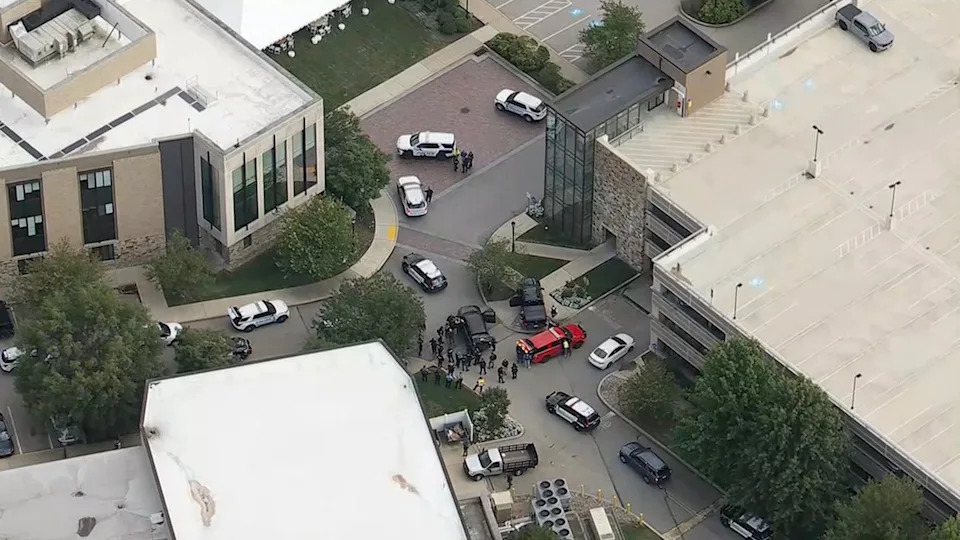 WPVI - PHOTO: In this screen shot from a video, law enforcement officials are shown at the scene of a shooting at Villanova University, Aug. 21, 2025.