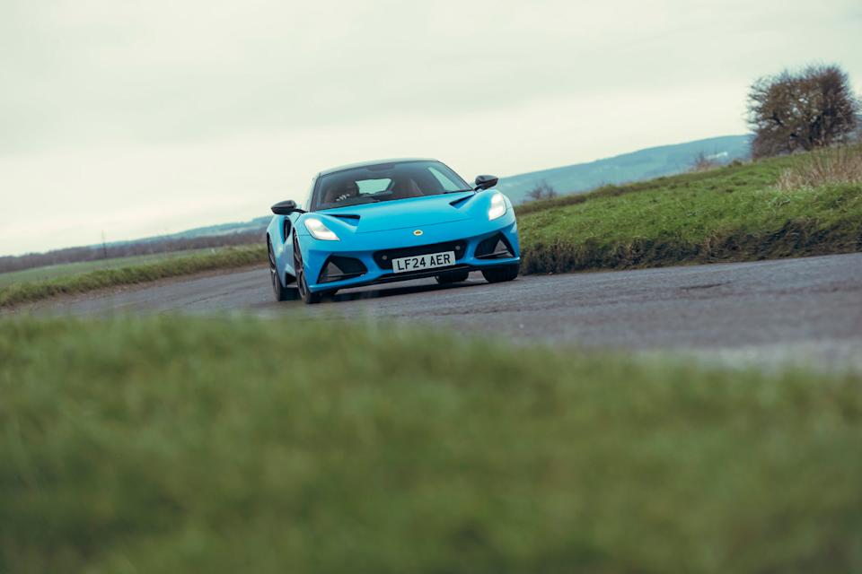 02 Lotus Emira V6 2025 Autocar road test review front cornering