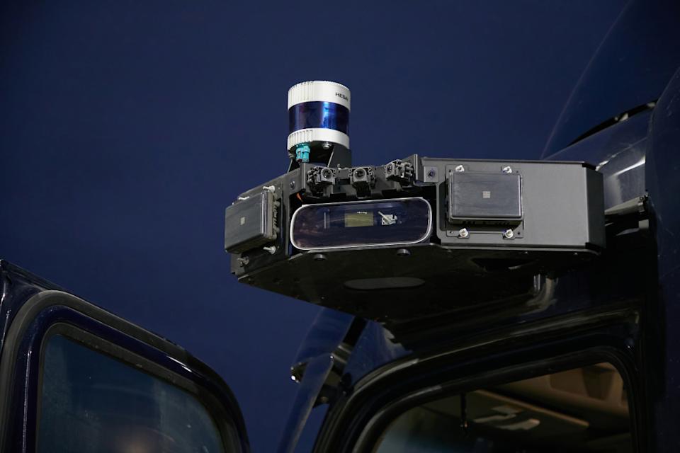 Sensors mounted on an Aurora Innovation Inc. driverless truckGetty