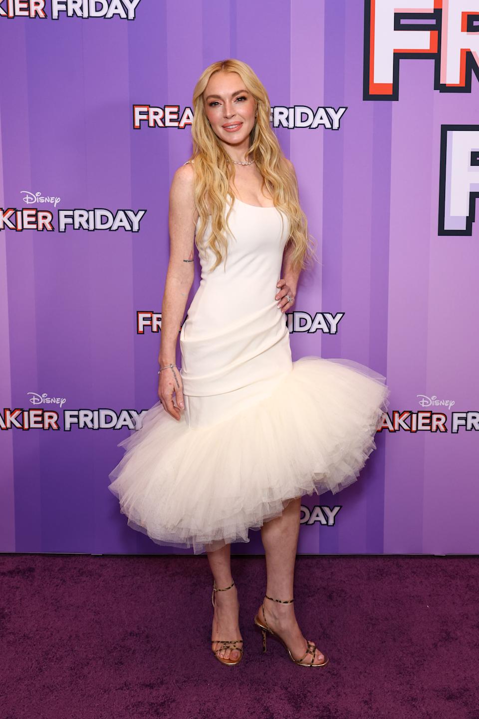 Lindsay Lohan con un diseño de Jacquemus. (Foto: Stephanie Augello/Variety vía Getty Images)