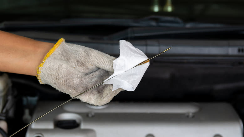 Oil on a dipstick