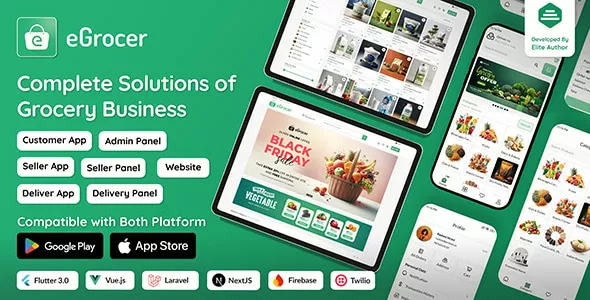 eGrocer - Online Multi Vendor Grocery Store, eCommerce Marketplace Flutter Full App with Admin Panel v2.1.0