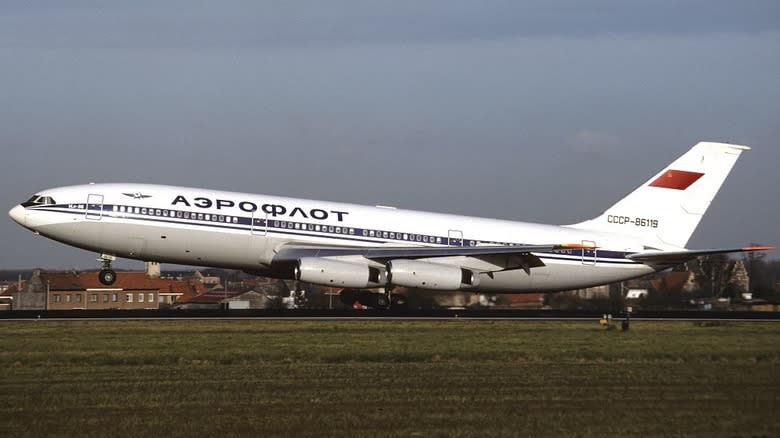 An Aeroflot Ilyushin Il-86 at the airport in Brussels, Belgium, in 1992.