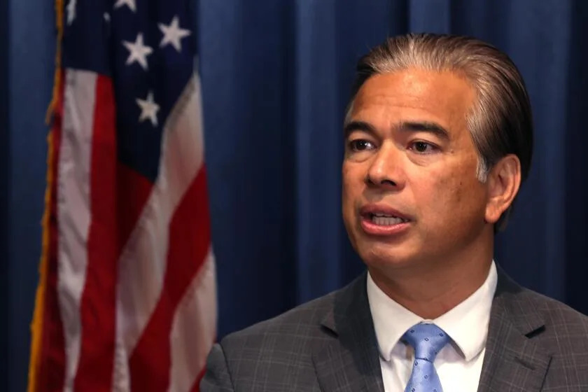 LOS ANGELES, CA - JULY 23, 2025 - - Citing repeated operational failures at Los Padrinos and Barry J. Nidorf juvenile halls, state Attorney General Rob Bonta announces a move to establish a receivership for Los Angeles County&#39;s troubled juvenile detention system at the California Department of Justice in downtown Los Angeles on July 23, 2025. (Genaro Molina/Los Angeles Times)