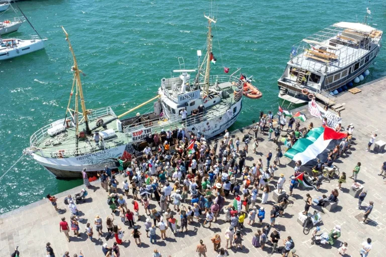 The Israeli navy has brought the Handala to the port of Ashdod (Giovanni ISOLINO)