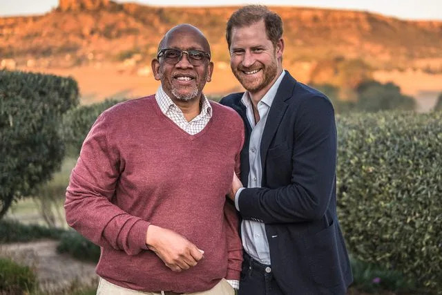 Brian Otieno/Getty Prince Seeiso and Prince Harry in Maseru, Lesotho on Oct. 1, 2024.
