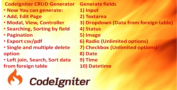 CodeIgniter CRUD Generator CodeIgniter CRUD Generator