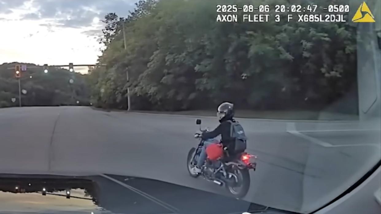 Motorcycle Fleeing From Police Runs Out Of Gas