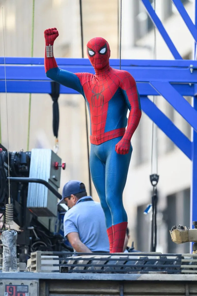 Tom Holland was seen performing stunt sequences on top of a tank while filming scenes for the new “Spider-Man” movie in Glasgow, Scotland. Wattie Cheung / MEGA