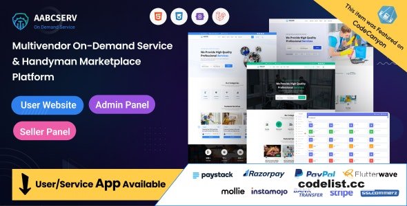 Aabcserv v1.3.0 - Multivendor On-Demand Service & Handyman Marketplace Platform