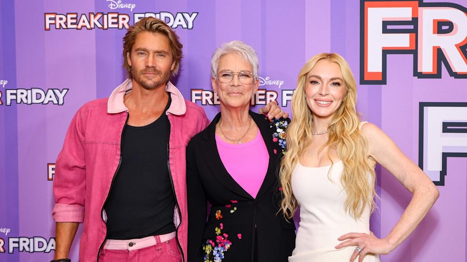 Chad Michael Murray, Lindsay Lohan y Jamie Lee Curtis en el estreno de Freakier Friday