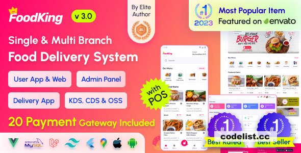 FoodKing v3.2 - Restaurant Food Delivery System with Admin Panel & Delivery Man App - Restaurant POS - nulled