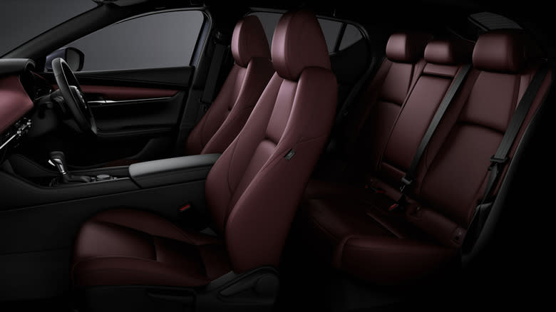A red Mazda3 interior
