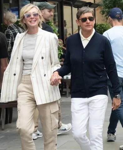 BACKGRID Ellen DeGeneres and Portia de Rossi in London on July 29, 2025.