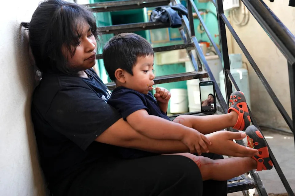 Ailed Lorenzo Matías, and her son, Liam Yair, at the family home in Miahuatlán de Porfirio Díaz.